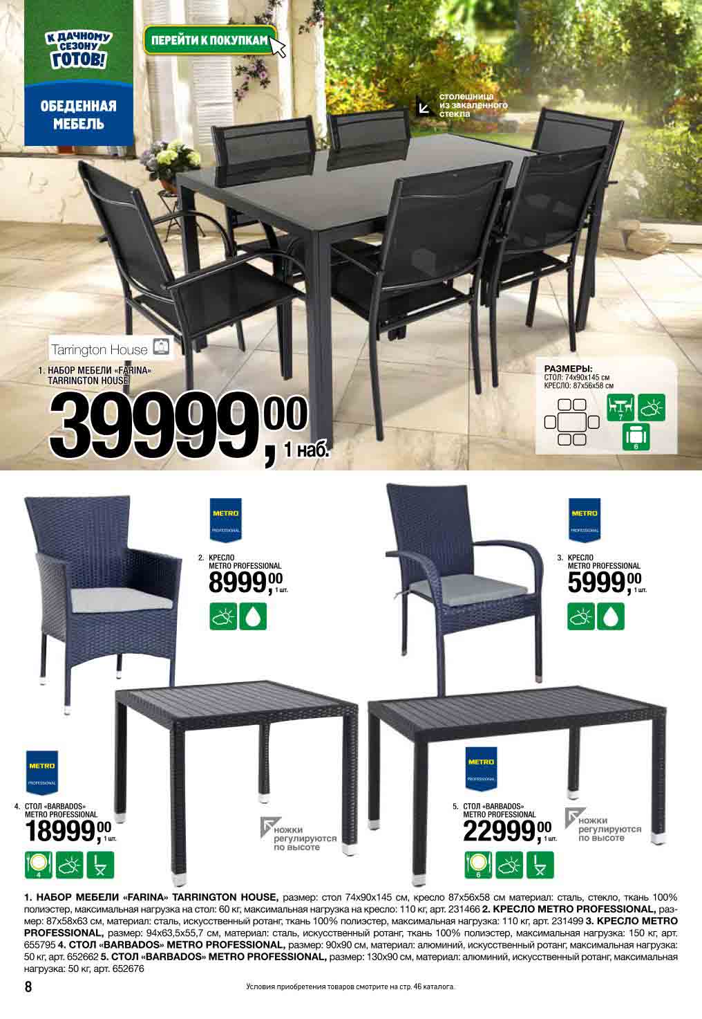 Столы "Barbados" от 18 999₽, кресла METRO Professional | Акция до 16.07.2025. Стеклянные столешницы, алюминиевые конструкции. Идеально для летней кухни.